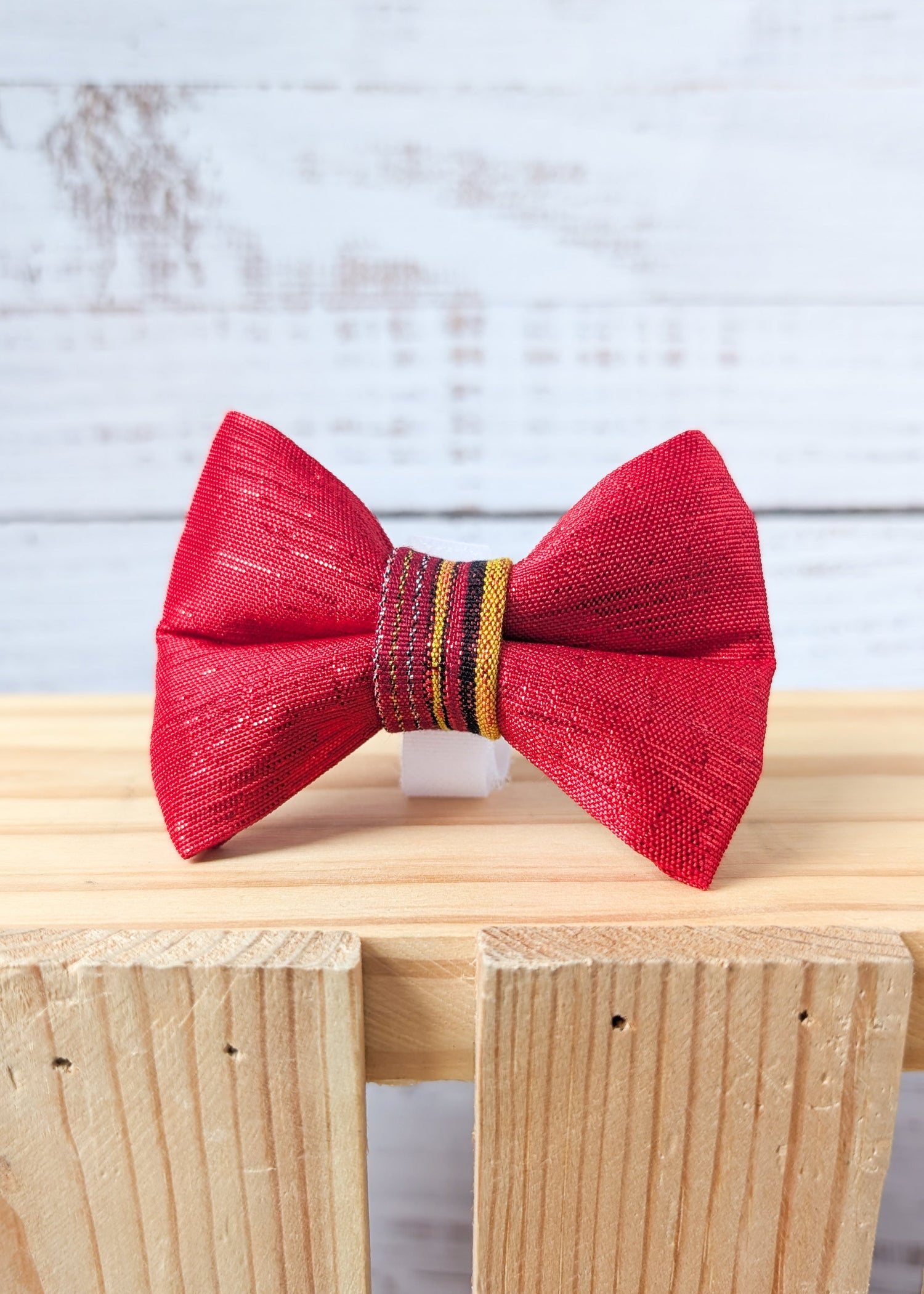 Red dog bow tie with metallic shimmer