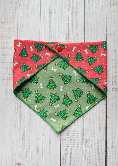 Under the Tree Reversible Christmas Dog Bandana