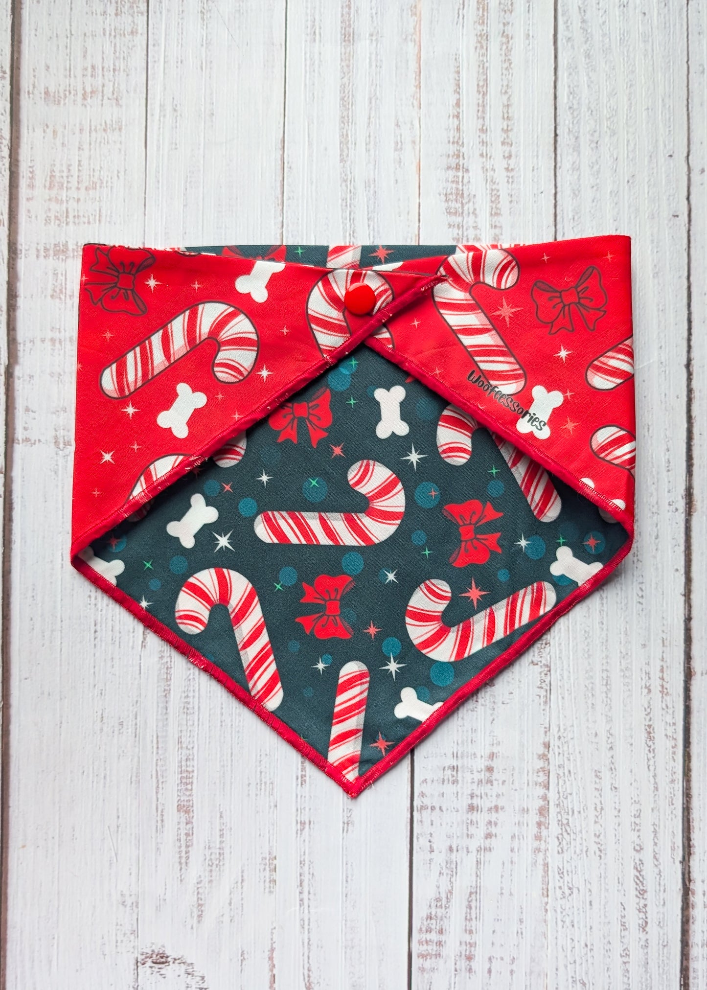 Oh So Stripey Candy Canes Reversible Christmas Dog Bandana