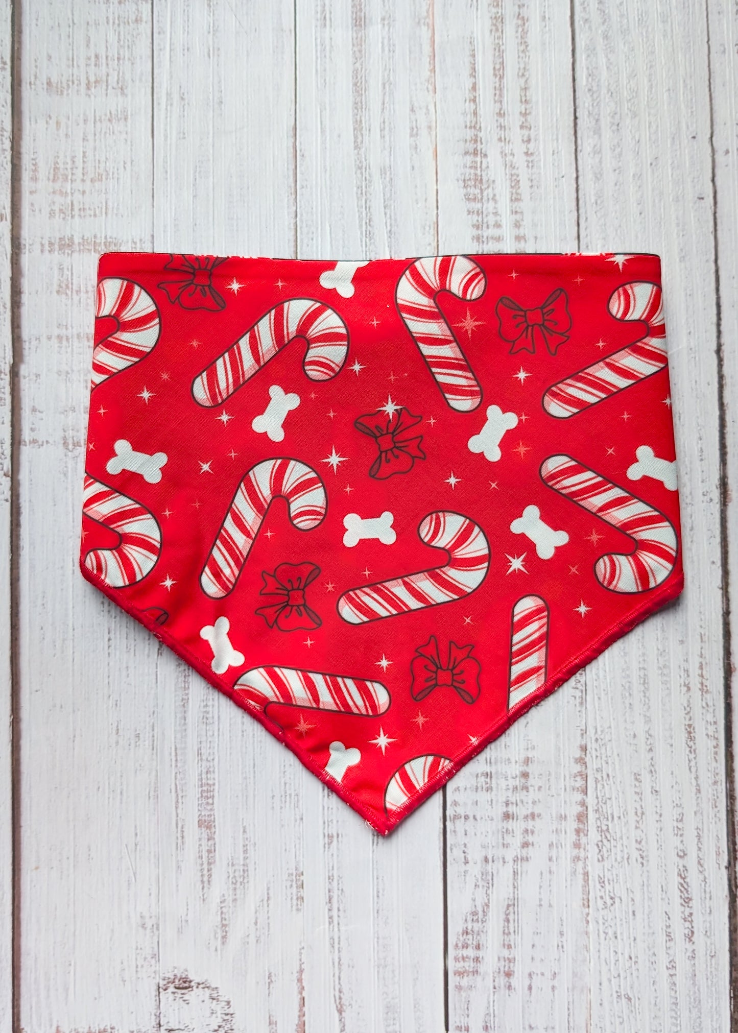 Oh So Stripey Candy Canes Reversible Christmas Dog Bandana